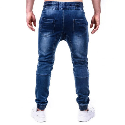 Men's Outdoor Summer Riding Jeans Motorpoof Jeans Skinny Jeans Fashion Pockets Denim Pencil Pants Ankle Tied Denim Trousers