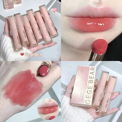 Silky Glossy Lipstick Gege Bear Pump Lips Moisture Water Bomb Comfortable Ultra Sheen Non-Stick Cup Lip Balm