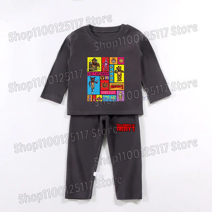 FNAF Pajamas Pants Set Children Thermal Underwear Suit Anime Five Nights at Freddy's Cool Clothing Suits Boys Girls Loungewear Gift