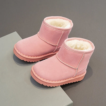 2025 Children Snow Boots Leisure Thick Fur Platform Winter Kids Short Boot Slip-on Unisex Concise Style Boys Girls  Kids Shoes