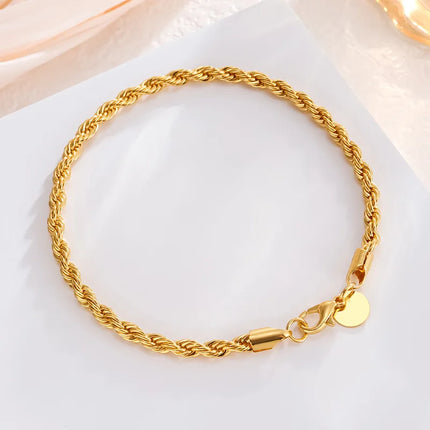 925 Sterling Silver 4MM Twisted Rope Bracelets For Women Men Fashion Minimalist Couple Chain Bracelet Male Silver Jewelry Gifts