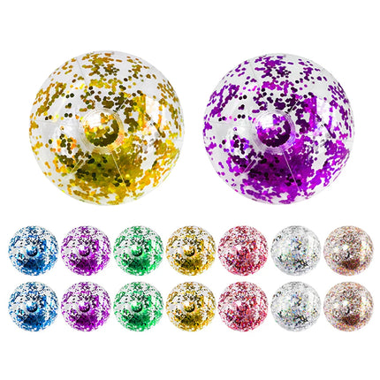 1Pc Inflatable Glitter Beach Ball 15.74 Inch Water Beach Ball Suitable For Beach Pool Party Games