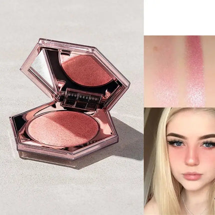 Highlight Powder,Face Highlighter Palette Pink Pearl Shimmer Smooth Baked Powder Face Highlight Contouring Smooth Glitter Powder
