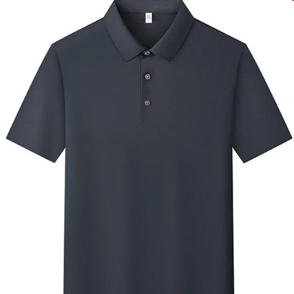 Men's 175G Silk Blended Polo Shirt Cool Feeling Short Sleeve Breathable Moisture Wicking Summer Seamless Golf Top Tees in Gray