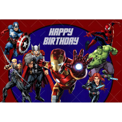 Marvel Superhero Backdrops Cartoon Avengers Theme Kids Boys Birthday Party Decor Photography Background Photo Photographic Props