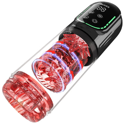 Male Automatic Thrusting Rotation Masturbator Cup Licking Sucking Penis Pump Pocket Pussy Blowjob LED Display Sex Toys for Men