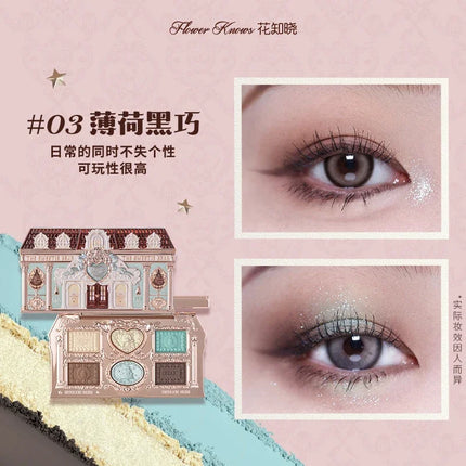 Flower Knows Strawberry Cupid Collection Matte Glitter Shimmer Eyeshadow Face Palette Highlight Blush Longlasting Makeup Palette