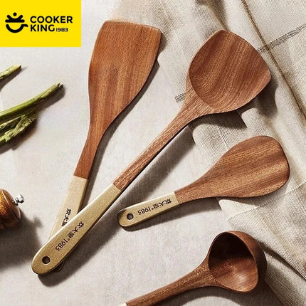 COOKER KING 4 in1 Cooking Tool Set Ebony Spatula and Spoon for Kitchen Use Kitchenware Exquisite Kitchen Tools Gift To Family