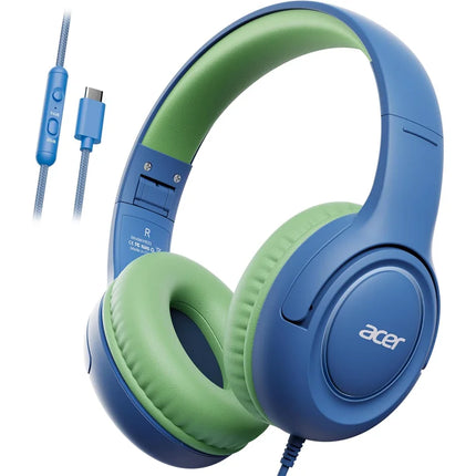 Acer HK03 Kids Wired Headphones for School 85/94dB Volume Limiter 3.5mm Jack Foldable Stereo Sound Headset for Girls Boy Gifts