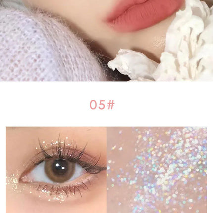 6 Colors Glitter Liquid Eyeshadow Waterproof Pearlescent Shiny Eye Shadow Highlighter Sequins Lying Silkworm Makeup Beauty Tool
