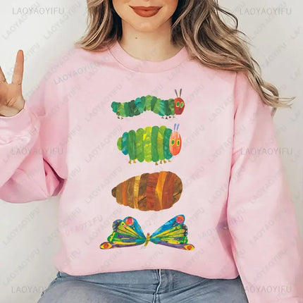The Very Hungry Caterpillar Sweatshirt Cute Fnny Hungry Caterpillar Bookish Pullovers Man Women Retro Trend Cool Street Hoodies