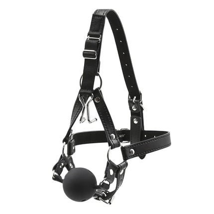Couples Cosplay Open Mouth Gag BDSM Bondage Restraints Breathable Ring Harness Strap Fetish Silicone Gag Ball Sex Toys For Women