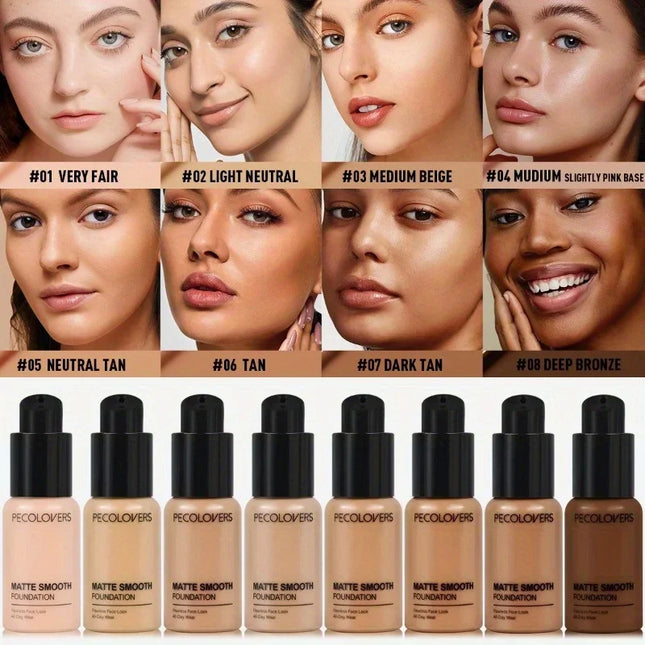 Full Coverage Concealer Foundation - Long-Lasting, Waterproof Natural Matte Finish for Flawless Skin Easy To Create Daily Makeup