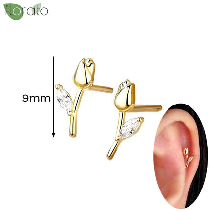 925 Silver Needle Fashion Heart Gold Color Stud Earrings for Women Exquisite Zircon Small Earrings Luxury Ear Piercing Jewelry