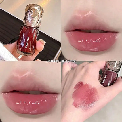Gege Bear 5ml Crystal Gloss Lip Tint Hydrating Mirror-Gloss Finish Youthful Plumping Effect Autumn Winter Collection