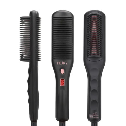 Corded Electric Comb Negative Ion Technology 180-230℃ 1H Auto Shut Off Anti-Frizz Design Hair Straightener Brush for Women