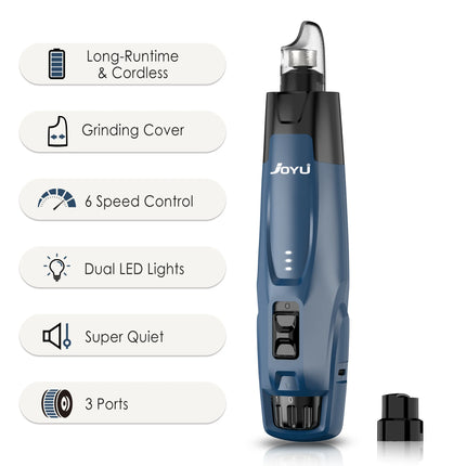 New 6-Speed Dog Nail Grinder - 50% More Power Dog Nail Trimmers with 2 LED Lights Quiet 7h Running Time for Large Medium Small D