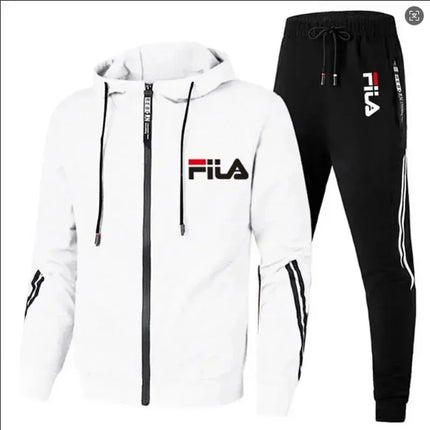 2026 Men's Spring and Fall Outdoor Zipper Jacket + Sweatpants Jogging Set Casual Basketball Fitness Two-piece Set