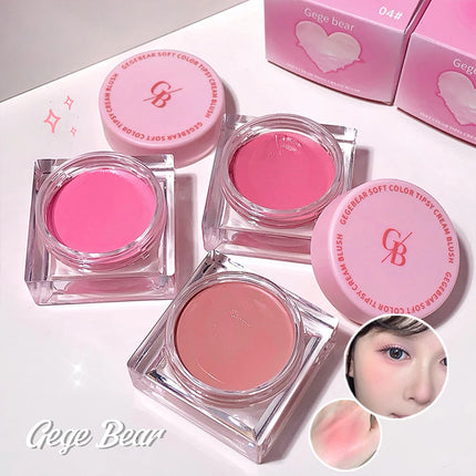 Gegebear Soft Blush Cream Tender and Multi-color Korean Style Contouring Lip Gloss Multi-purpose Rouge Cream