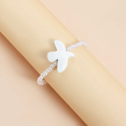 Peace Dove Drop Earrings Necklace Bracelet for Women Exquisite Bird Irregular Crystal Beaded Pendant Necklace Versatile Jewelry