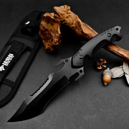 Handmade Damascus Steel Straight Knife, Multifunctional Outdoor Companion Knife