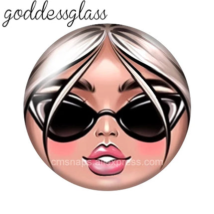 Matryoshka Doll Face Girl Sunglasses 12mm/18mm/20mm/25mm Round photo glass cabochon flat back Making findings Jewelry