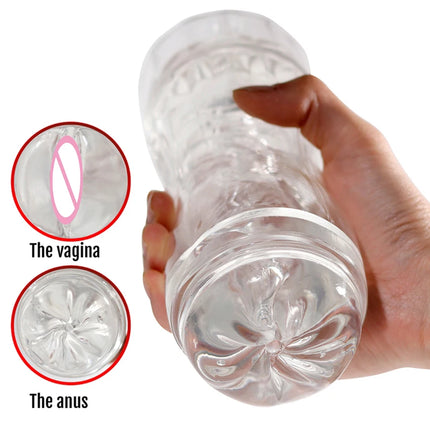 Transparent  Male Masturbator Cup Vagina Anal Soft Silicone Pussy Adult Goods Endurance Exercise Vacuum Pocket Cup for  Sex Toys