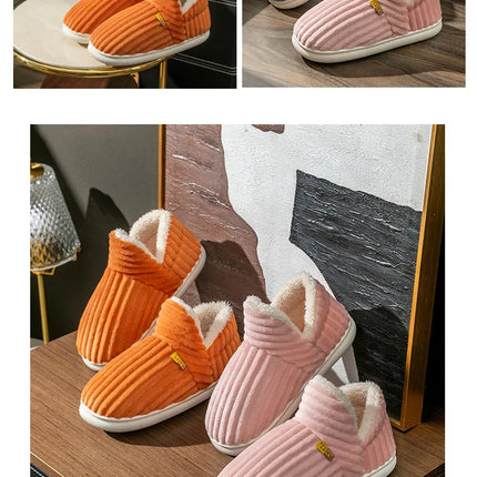 Shevalues Fashion Fur Slippers For Women Men Winter Warm ankles Cozy Furry Slides Home Indoor Soft Sole Plush Slides Cotton Shoe