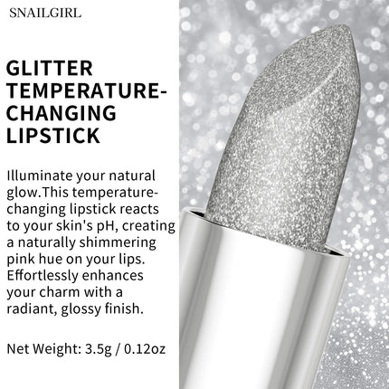 Temperature Color Changing Glitter Lipstick Waterproof Long Lasting Moisturizing Velvet Matte Lip Tint Red Pink Sexy Lips Makeup