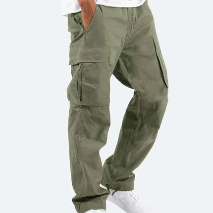 2025new men's workwear pants, European and American men's loose straight casual pants, men's workwear pocket pants