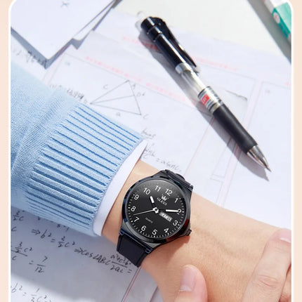 OLEVS 5647 Man's Watch Fashion Big Dial Quartz Watch For Men Number Scale Waterproof Luminous Dual Calendar Simple Hand Clock