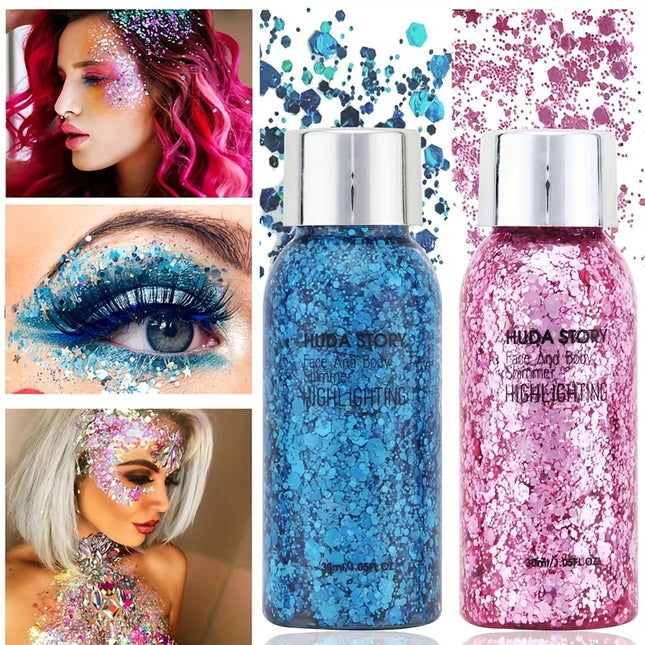 Glitter Sequins Gel Eyeshadow Cream Face Crystal Sequins Gel Shimmer High Gloss Eye Shadow Nail Hair Glitter Gel Stage Makeup