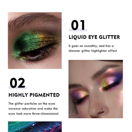 Glossy Metallic Eyeshadow Lipstick Set Liquid Glitter Pigment Optical Chameleon Face Beauty Makeup Cosmetic