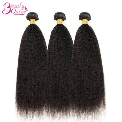 Kinky Straight Human Hair Bundles Brazilian Yaki Straight Hair Extension Virgin Human Hair Weave 1/3/4 Bundle For Quicky Weaving