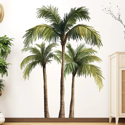 Coconut Tree Wall Stickers For Living Room Natural Bedroom Wardrobe Skirting Wall Decoration Self-adhesive Decor Sticker
