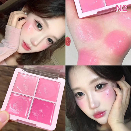 Expanding Color Brightening Face Blusher Rouge Shadow Multi-purpose Berry Milk Blush Cream Palette Lip Cheek Tint Natural Matte