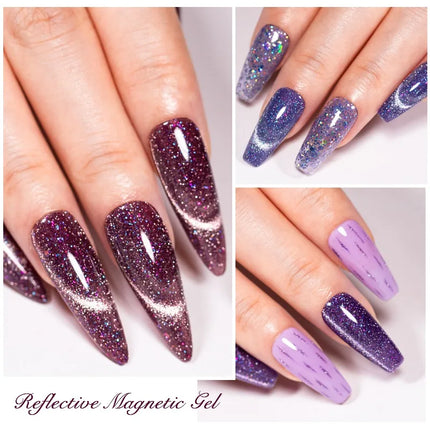 7ml Cat Reflective Magnetic Gel Nail Polish Purple Red Glitter Semi Permanent UV Gel Varnish Soak Off Nail Supplies Manicure DIY