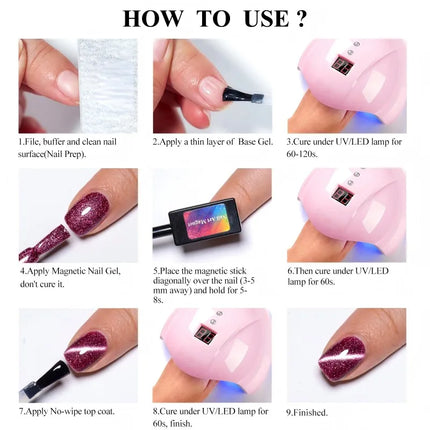 Moonlight Crystal Cat Magnetic Gel Nail Polish Holographic Glitter Semi Permanent Nail Art UV Gel Soak Off Varnish Nail Supplies