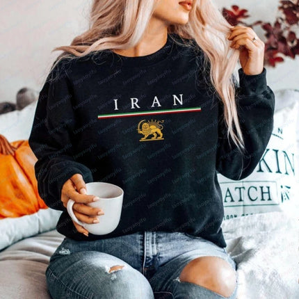 Iran Lion and Sun Sweatshirt Iranian Flag Crewneck Pullover Unisex Winter Clothes Women Y2k Clothes Streetwear Women Hoodie Tops