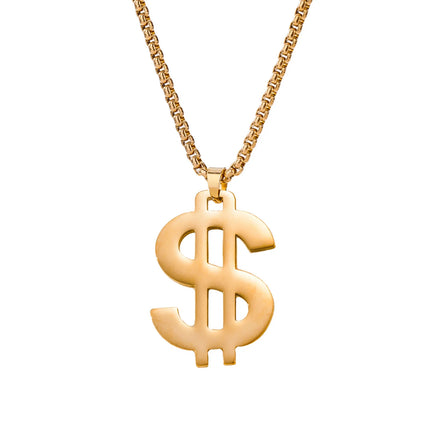Stainless Steel Dollar Symbol Pendant Necklaces for Women Men Jewelry Accessory Gift