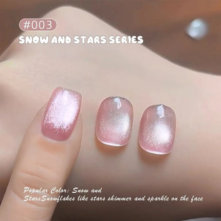 MIANEL 10ML 1PCS Lover's Cat Eye Gel Polish 2026 Sparkling Nude Pink Nail Art with Glass Bead And Golden Glow New Release