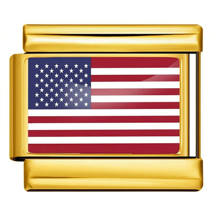 World Flag Range National Flag Bracelet Golden Module Italian Bracelet Charm Links Fit 9mm Stainless Steel DIY Making Jewellry