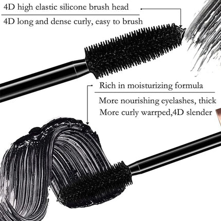 Mascara Long Lasting Waterproof Lengthens Eyelashes Extension Black Lengthening 4D Silk Fiber Cosmetics Eye Lashes Brush Tool