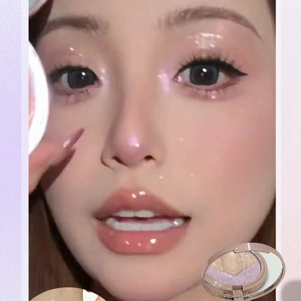 High-Gloss Palette, Starry Glow Series, Delicate Pearl Shimmer, Long-Lasting and Non-Cakey, High Color Payoff, Easy to Apply, Facial Contour Brightening and Contouring, Natural Three-Dimensional Makeup