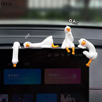 Resin Cartoon Animal Decor For Desk Car Dashboard TV Monitor Gift Idea Cute 3D Duck Figurine Mini Resin Duck Ornament Playful[Q]