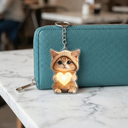 Keyring Mini Cat Acrylic Pendant 2D Cute Cat Keychain Decoration Hedgehog Hanging Ornament Jewelry Gift