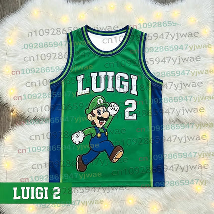 2026 Men Women Super Bros Yoshi Peach Cosplay Sleeveless Vest Summer T-Shirt Kid Cartoon Basketball Vest Top for Anime Fans Gift