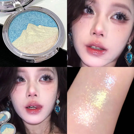 High-Gloss Palette, Starry Glow Series, Delicate Pearl Shimmer, Long-Lasting and Non-Cakey, High Color Payoff, Easy to Apply, Facial Contour Brightening and Contouring, Natural Three-Dimensional Makeup