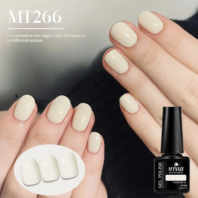 7ml Pale Yellow Gel Nail Polish HEMA TPO Free Semi Permanent Soak Off UV LED Gel Varnish Nail Art Decorations DIY Nail Supplies