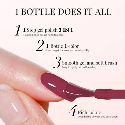 UR SUGAR 15ml 1-step Gel Polish 3 IN 1 Gel Nail Polish Pink Colors Nail Art Soak Off LED UV Gel Nail Varnishes For Nail DIY Arts
